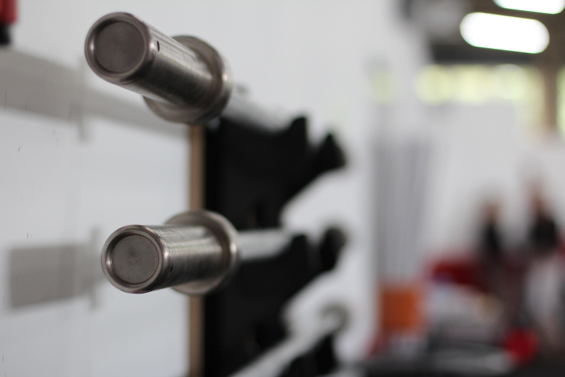 Dumbbells racked in the Bone Health CV training space